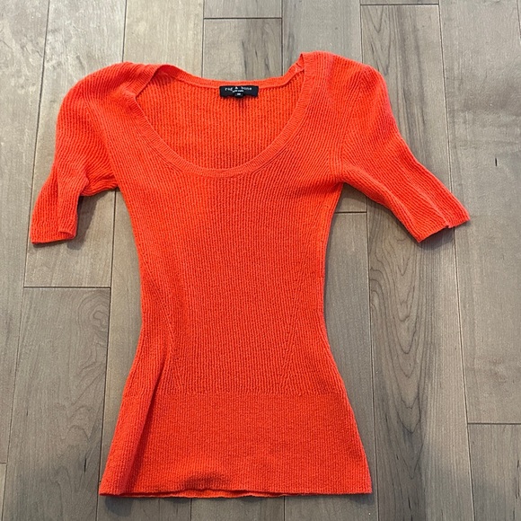 rag & bone Tops - Rag & Bone Bright Orange Knit Top Size XS